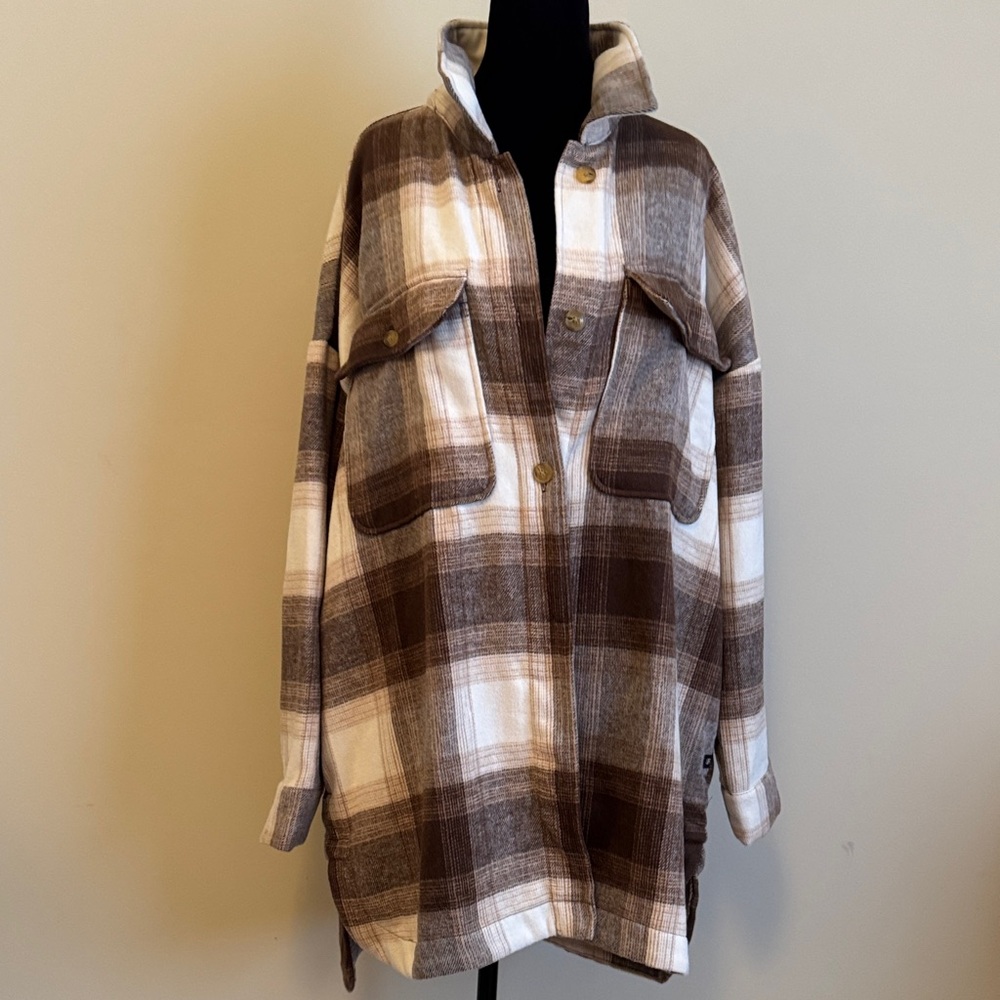 Banana Republic Flannel Jacket Brown Tan Size XL